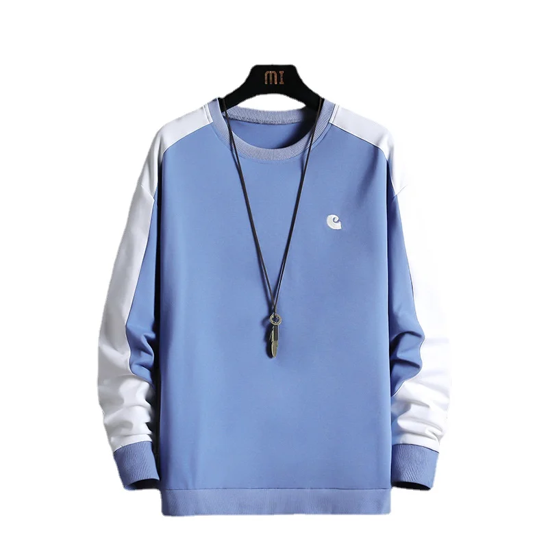 

2023 Spring Autumn Men Sweatshirts Casual O Neck Trendy Streetwear Mens Hoodies Patchwork Color Fashion Tops Male Pullover 4XL