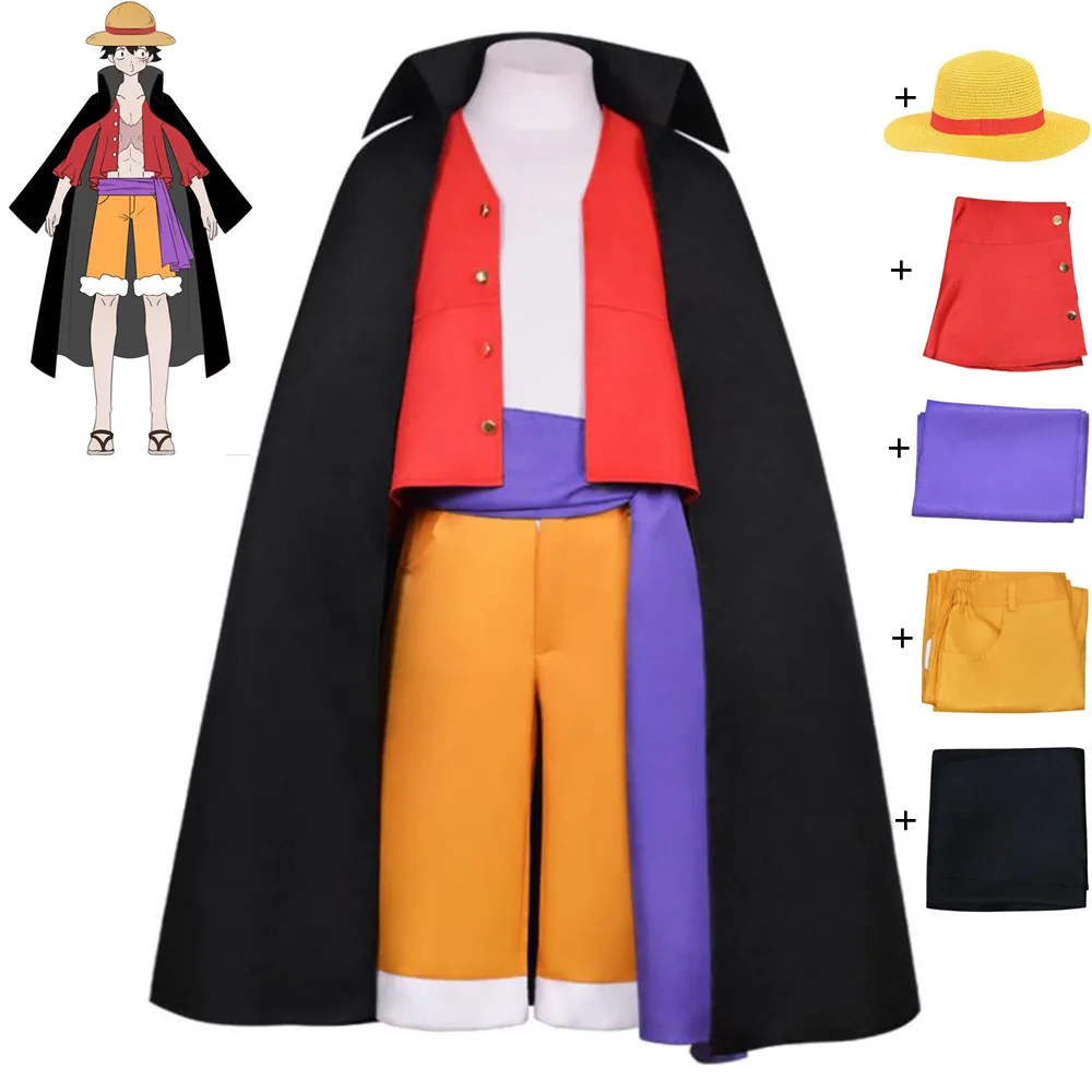 

Monkey D Luffy Cosplay Costume Anime Wano Kuni Country Ghost Island Adult Outfits Uniform Halloween Carnival Kimono Suit Hat