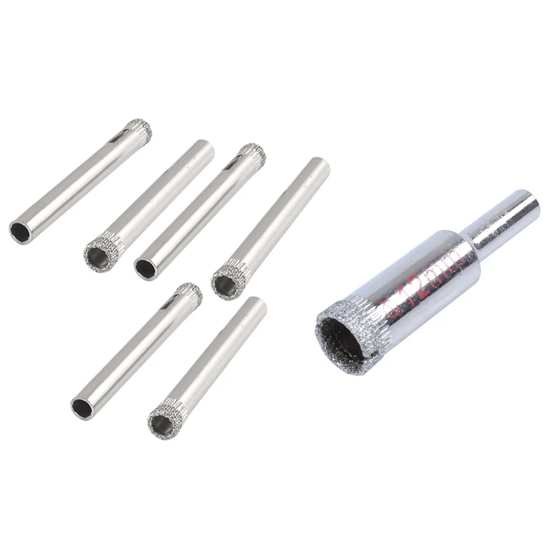 

7Pcs Diamond Tipped Metal Hole Saw Drill Bit For Ceramic Tile Glass - 1Pcs 12Mm & 6Pcs 6Mm
