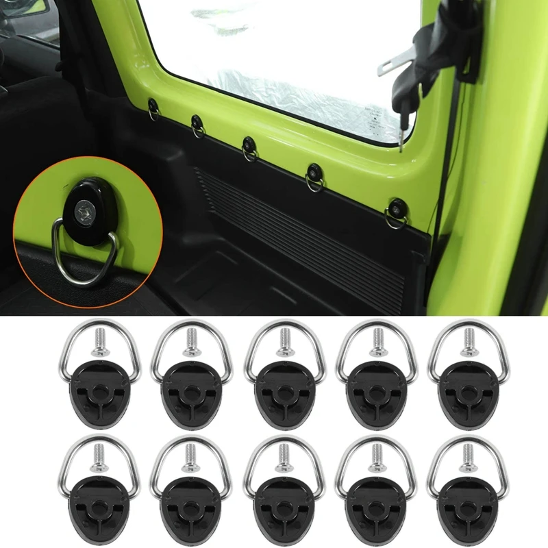 

10-PACK Metal Tie-Down Anchors D-Ring Buckle for Suzuki Jimny JB64 JB74W 2019 2020 2021 Trunk Cargo Area