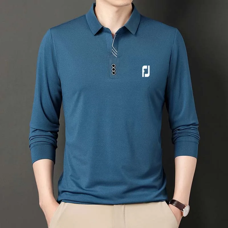 Golf clothing men's spring and autumn long sleeved knitted bottom shirt Golf men's casual fashion solid color polo shirt