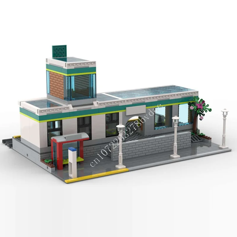 Модель железнодорожной станции Moc 934 шт. строительные блоки сборные кирпичи