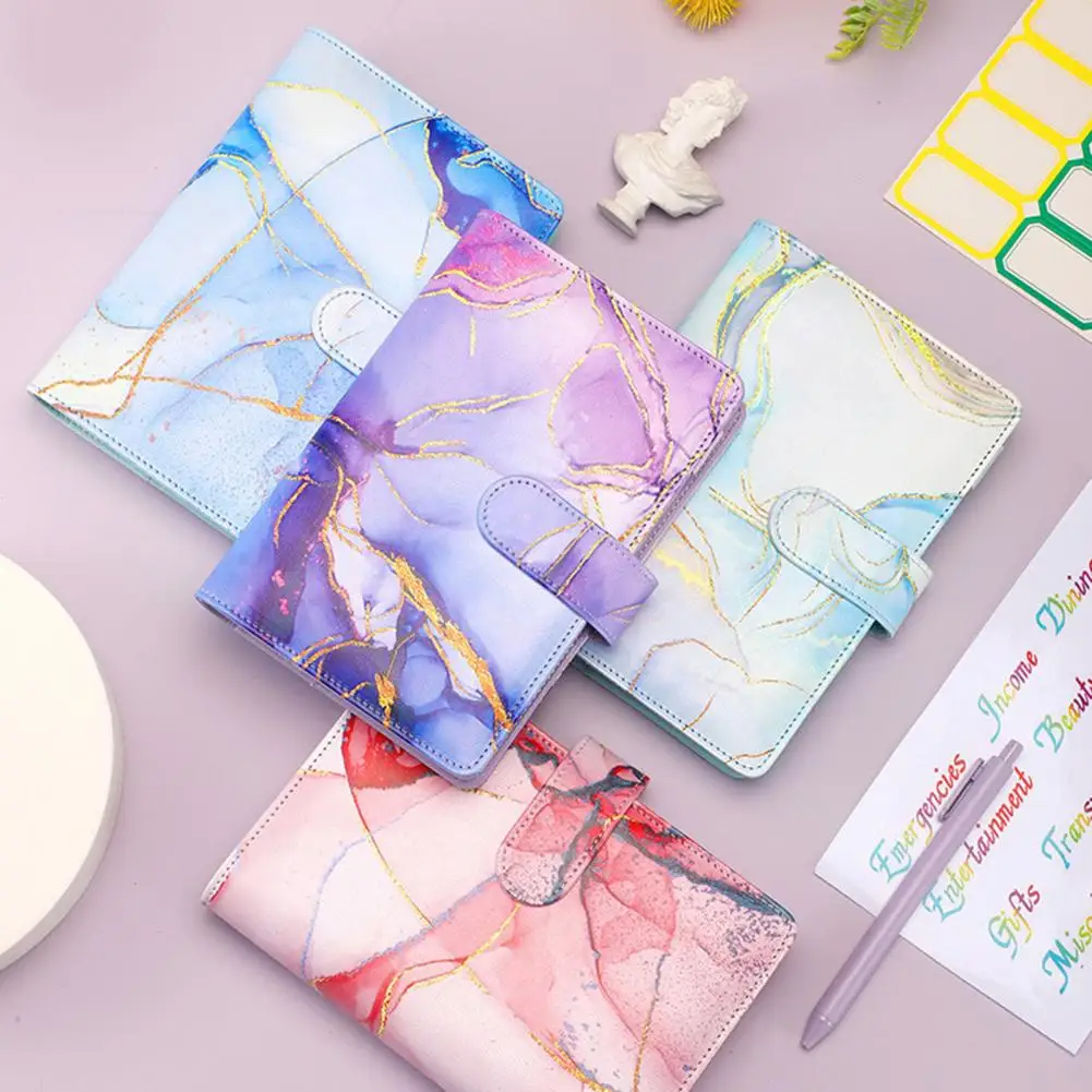 Große Mehrere Karte Taschen Metall Magnetische Schnalle A6 Faux Leder Bunte Geld Budget Notebook Bindemittel Für Schule