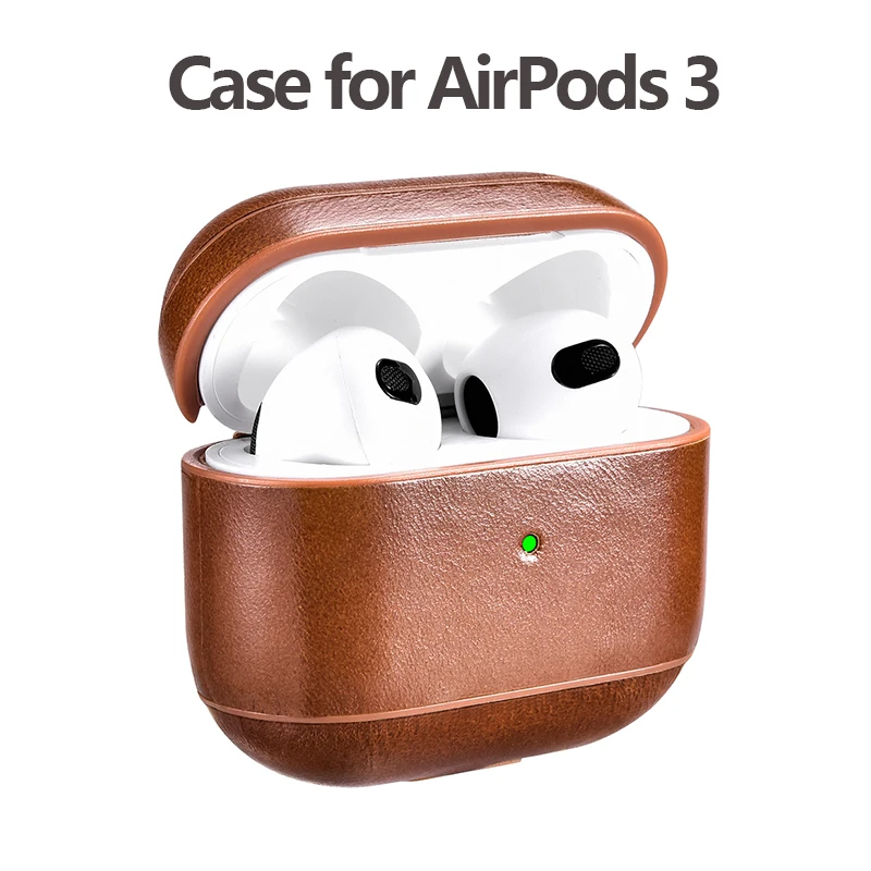 

Чехол из натуральной кожи для AirPods 3, роскошный кожаный защитный чехол в стиле ретро для Apple AirPods 3, чехол для Bluetooth наушников