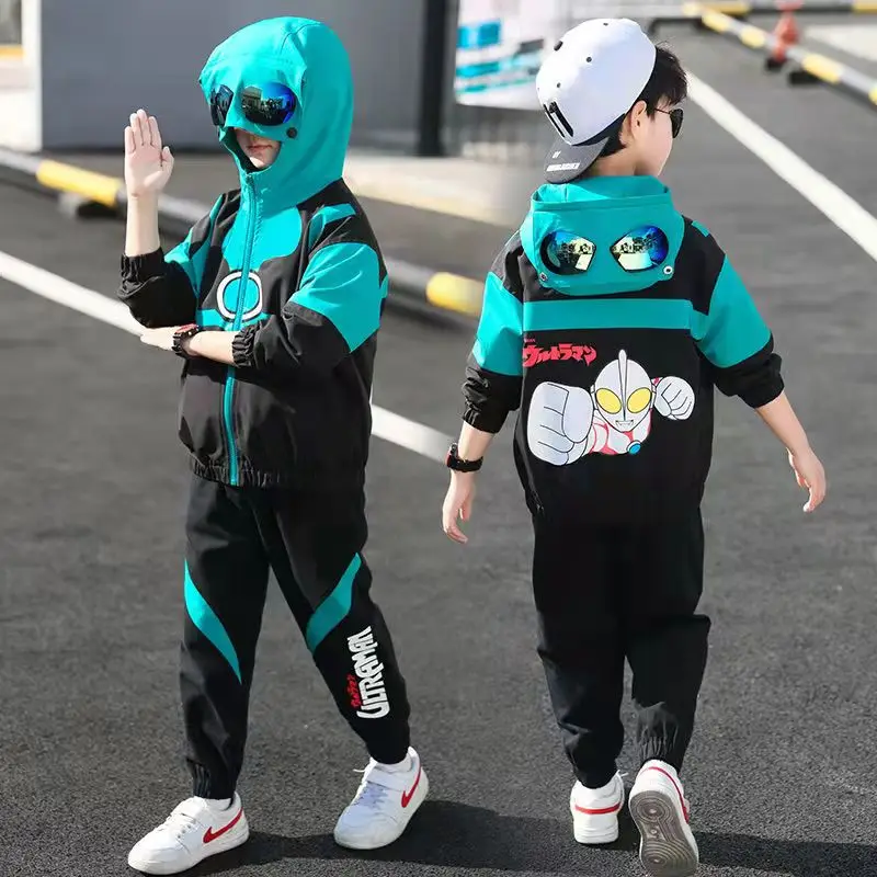 

Spring and Autumn Boy Child wear Autumn New Ultraman Baby Children's Jacket Pants Sports Two-piece Boy Clothes Set