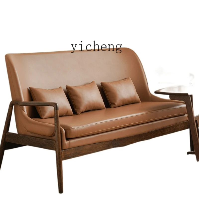 

XL Nordic Minimalism Leather Sofa Solid Wood Furniture Single Leather Sofa Combination