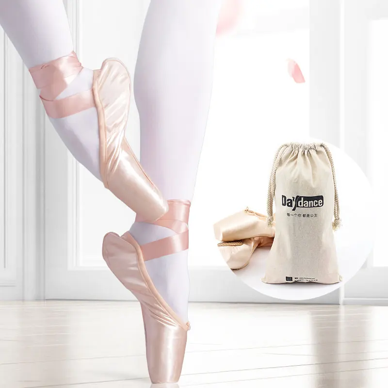 

Girls Ballerina Ballet Pointe Shoes Pink Red Women Satin Canvas Ballet Shoes For Dancing
