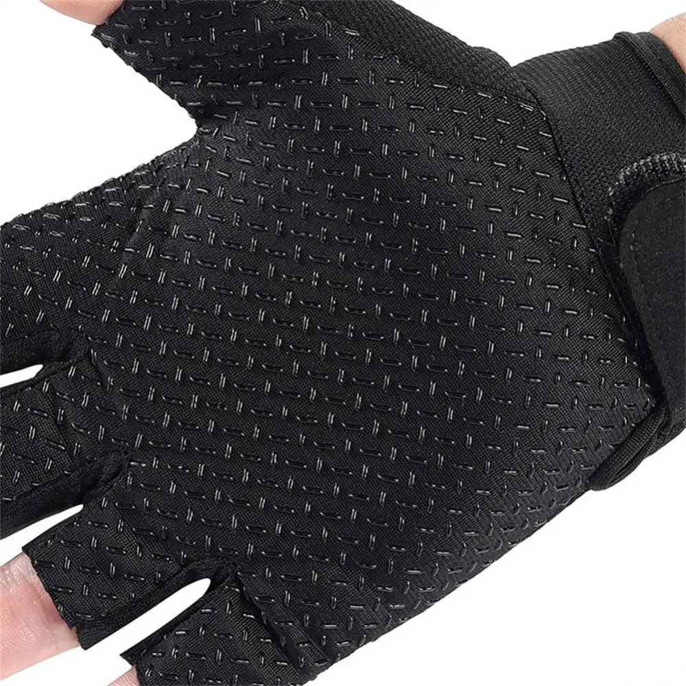 Outdoor Half-finger Gloves Breathable Running Gloves Cycling Gloves For Men Anti-slip Thick Pad Hollow Nylon Mesh Riding Gloves