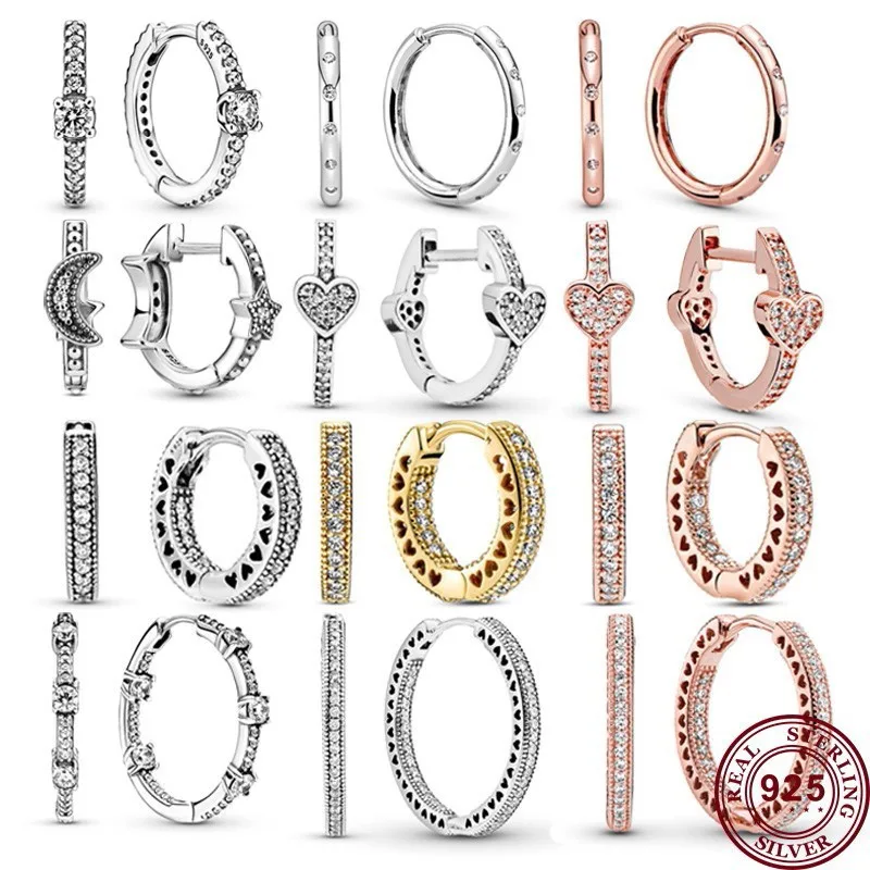Nieuwe Hot 925 Zilveren Prachtige Zirkoon Star Moon Ronde Vrouwen Oorbellen Vrouwen Huwelijksgeschenken Hoge Kwaliteit Fashion Charm sieraden