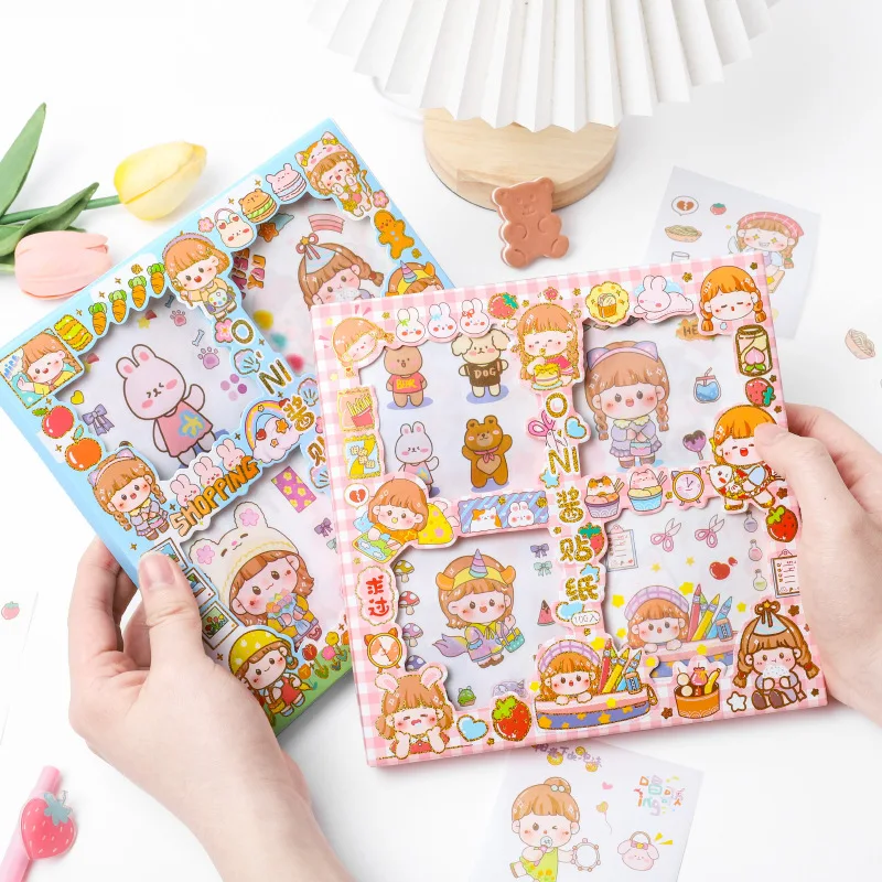 

100PCS/LOT Lovely Little Girl Life Series Paper Stickers Set 80*80mm DIY Scrapbooking Journaling Hand Made Stationery Gift