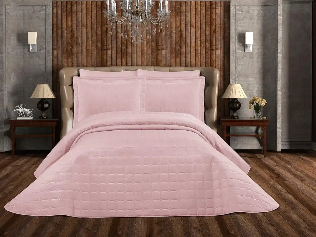 

Lisa Micro Quilting Double Bed Cover Powder