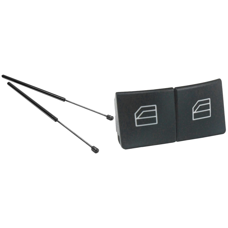 

2 Pcs Front Engine Hood Support Rod & 2 Pcs Window Switch Button Covers