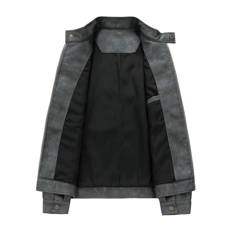 Мужская бейсбольная куртка из ПУ кожи на молнии