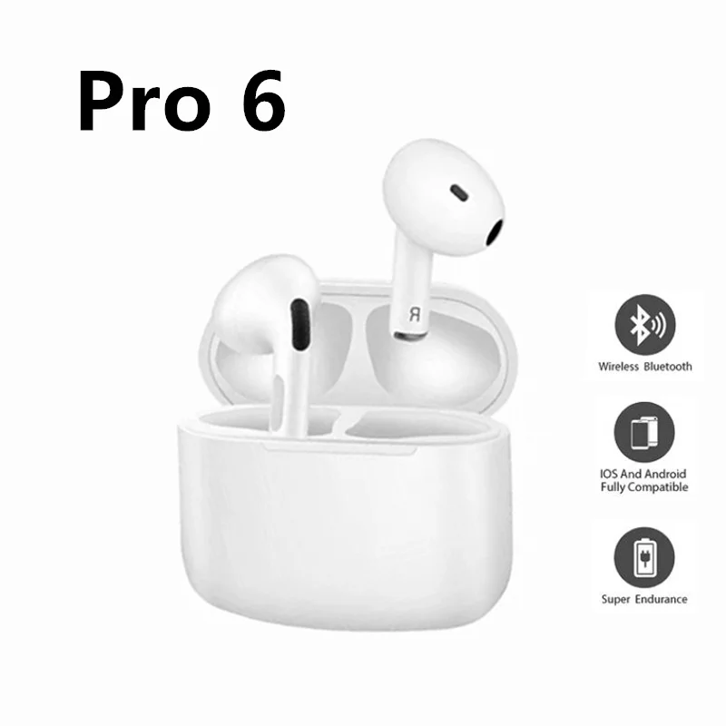 

Bluetooth-наушники Pro 6, беспроводные наушники HiFi, музыкальные наушники-вкладыши, Спортивная игровая гарнитура для телефонов IOS, Android