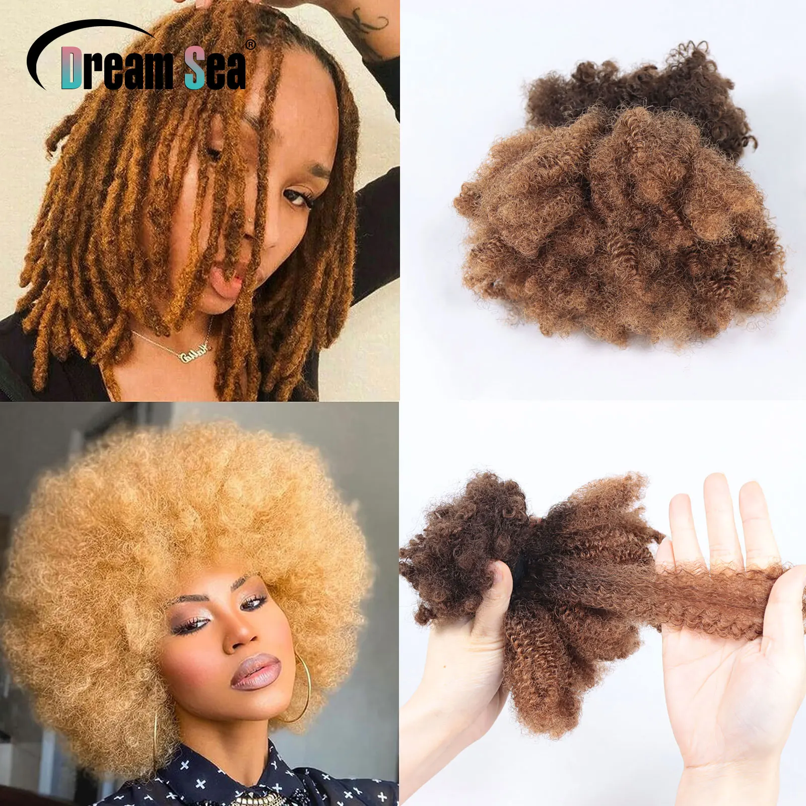 Afro Kinky Curly Human Hair Bulk 100g  Peruvian Remy Hair Extensions For Braiding Hair Blonde Crochets Braids Hair Locks No Weft