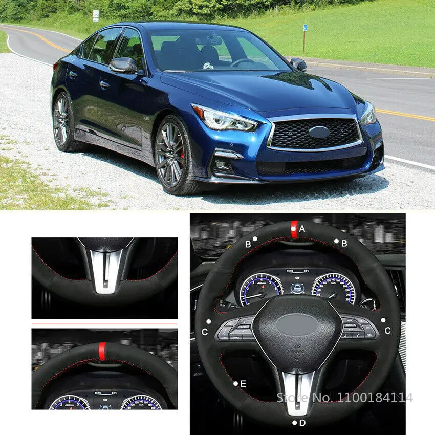 

Сшитые вручную черные замшевые фотообои для Infiniti Q50 2018-2019