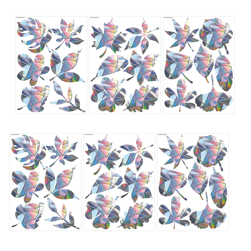 

6Pcs Electrostatic Glass Stickers Cat Bird Trumpet Rainbow Prism Window Film Removable Glass Window Grilles