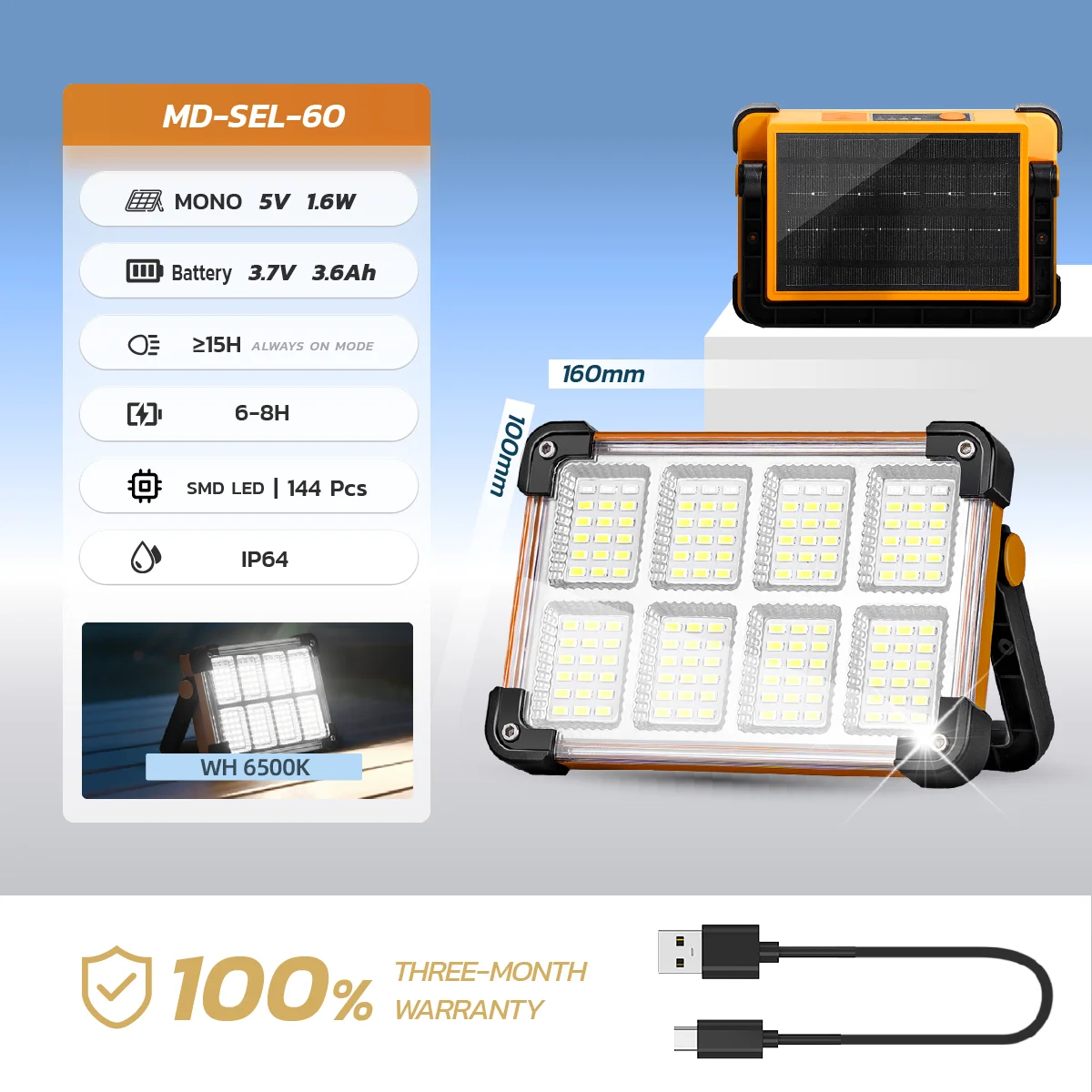 

Солнечный фонарь CEMODI 400LM 3600 мАч
