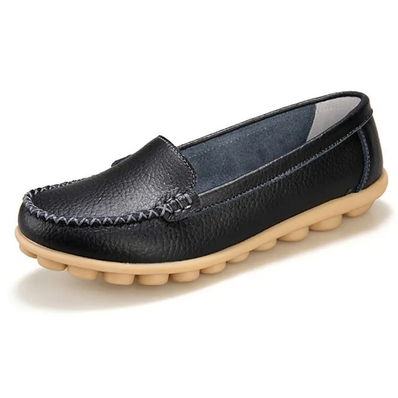 

Female Ladies Women Mother Genuine Leather Shoes Flats Loafers Slip on Moccasin Sapatos Femininos Size 41 42 Ladies Office Shoe