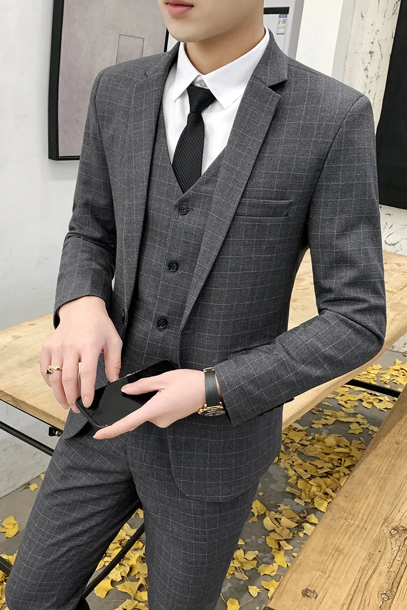 DYB&ZACQ Men's Suit Business Casual Suit Men's Wedding Groom Best Man Group Dress Self-slimming Professional Dress Coat