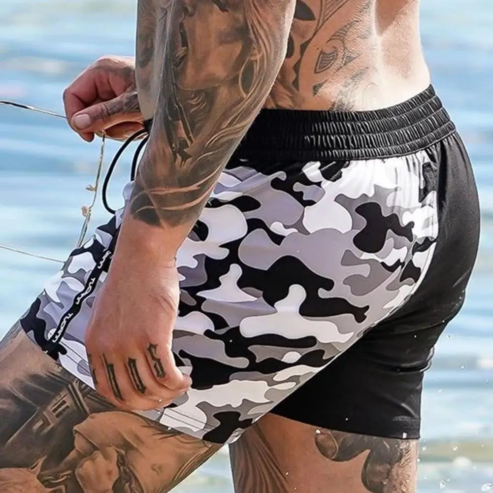 Мужские летние пляжные шорты с поясом на резинке