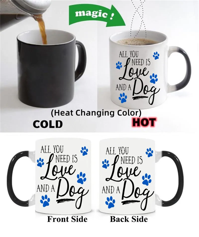 

Dog Mugs Lover Cup Valentine's Day Gifts Mug Boyfriend Girlfriend Wife Cup Heat Color Changing Coffee Mugs Drinkware Coffeeware