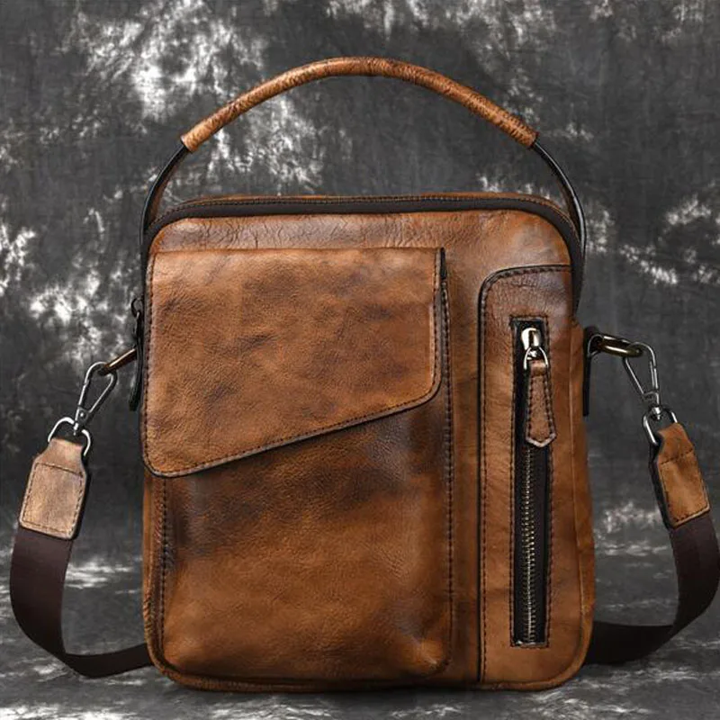 Vintage Shoulder Handbag Men Bags Genuine Leather Crossbody Bags Totes for Men Messenger Bag Men's Shoulder Bag Handbags