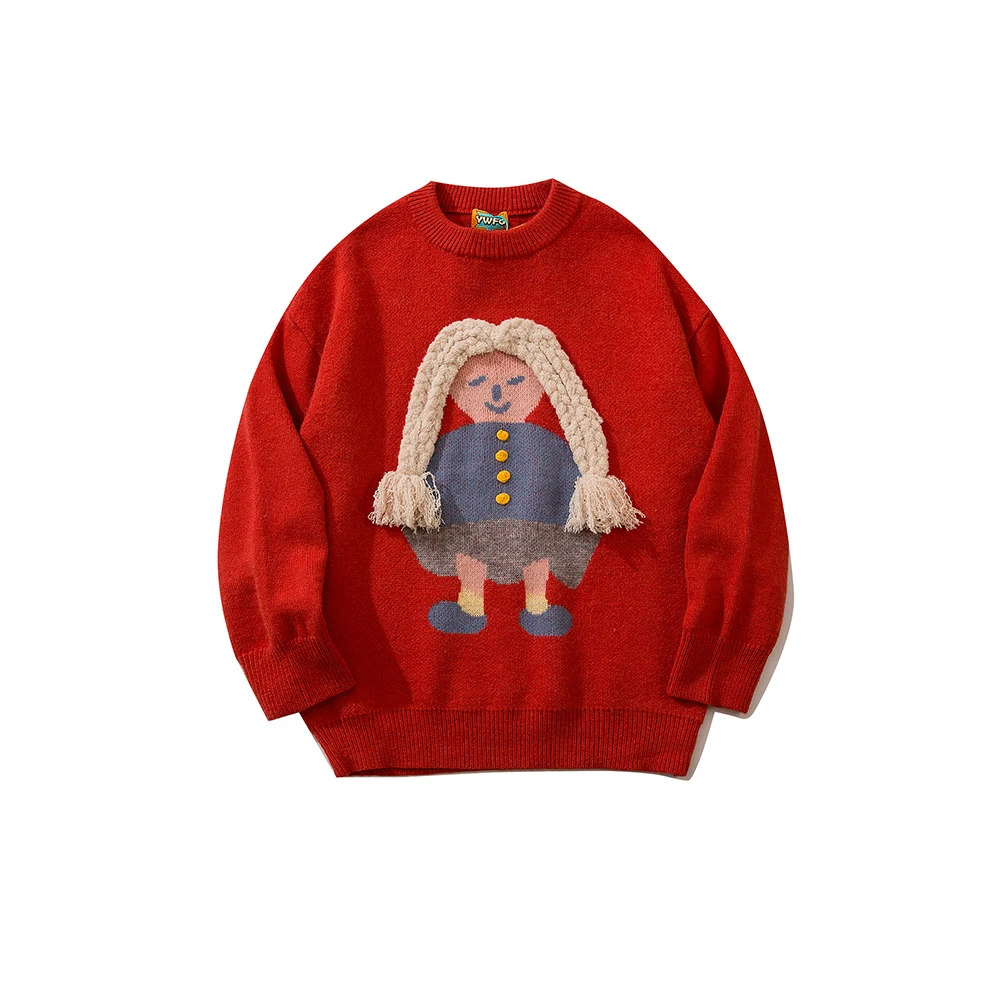 

Женский свитер с круглым вырезом, Свободный пуловер с винтажной вышивкой в европейском и американском стиле, зима 2022, толстые свитера Z135