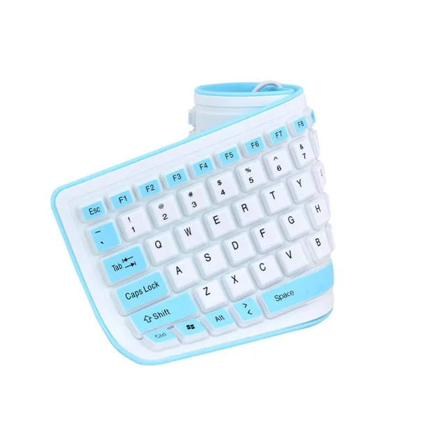 New Portable Silent Foldable Silicone Keyboard USB Wired Flexible Soft Waterproof Roll Up Silica Gel Keyboard for PC Laptop 4