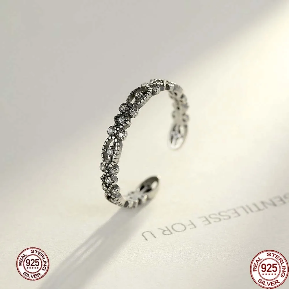 

BABIQU High-quality 925 Sterling Silver Open Rings for Women Hollow Shiny Cz Fashion Female Fine Jewelry Hot Sale Christmas Gift