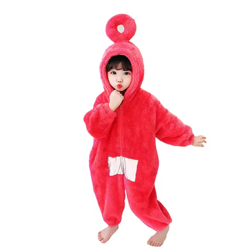 Детские комбинезоны-пижамы Laa-Laa Po Dipsy Tinky Winky с мультяшными персонажами, из плотного кораллового флиса, домашняя одежда для всей семьи, цельный комбинезон (art.: 3920d7e123719) - 3920d7e123719