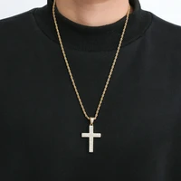 men women hip hop cubic zirconia cross pendant necklace with rope chain hiphop iced out bling necklaces fashion charm jewelry
