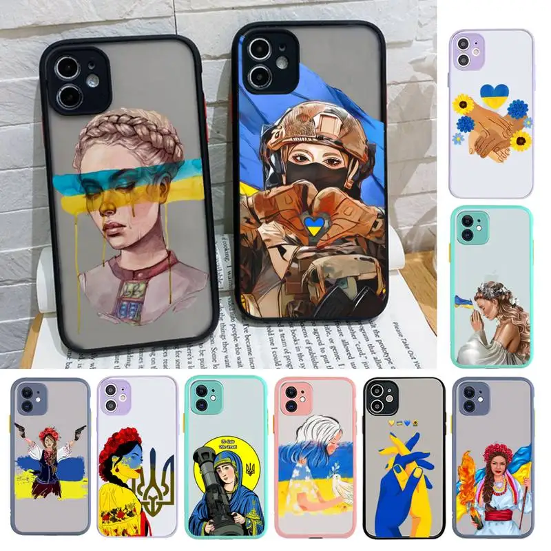 

Ukraine Ukrainian Girl art Phone Case for iPhone X XR XS 7 8 Plus 11 12 13 pro MAX 13mini Translucent Matte Case