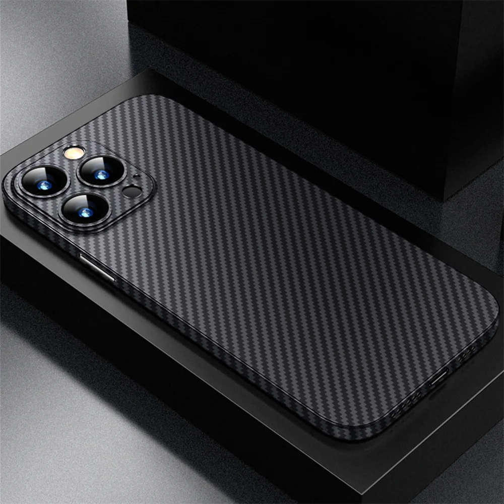 

Роскошный Ультратонкий матовый чехол из углеродного волокна для iPhone 14 13 12 Mini 11 Pro Max XS XR X 13Promax 6 7 8 Plus SE 0,2 мм, задняя крышка из полипропилена