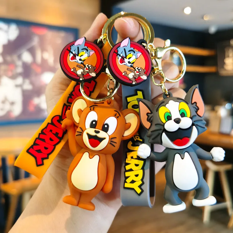 

Anime Tom Jerry Keychain Lively Cartoon Figure Doll Bag Pendent Keyring Car Key Accessories Key Chian Gift for Men Women Friends