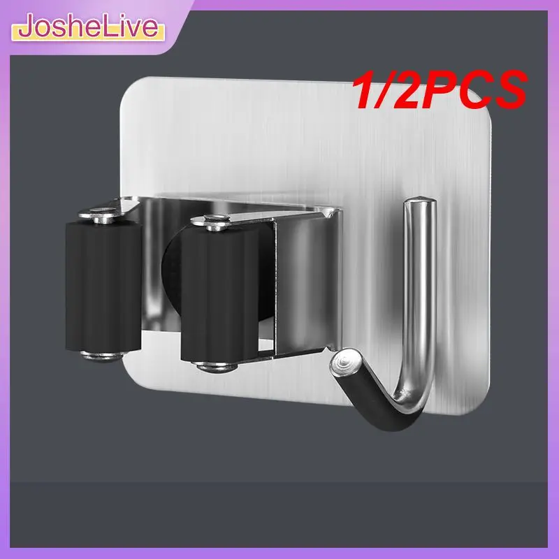 

1/2PCS Stainless Steel Mop Hook Wall Mounted Mop Organizer Storage Rack Brush Broom Hanger Kitchen Bathroom Hanging Mops Holder