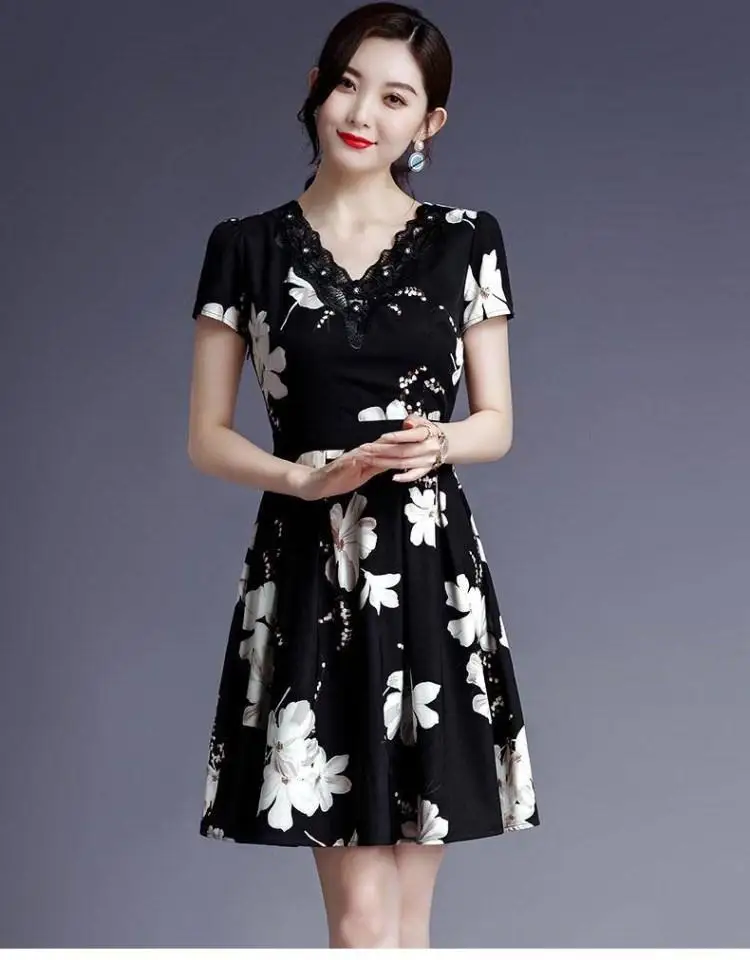 

Женское шифоновое платье с коротким рукавом, тонкая юбка с V-образным вырезом и принтом на завязках, модель y2k на лето, 2022