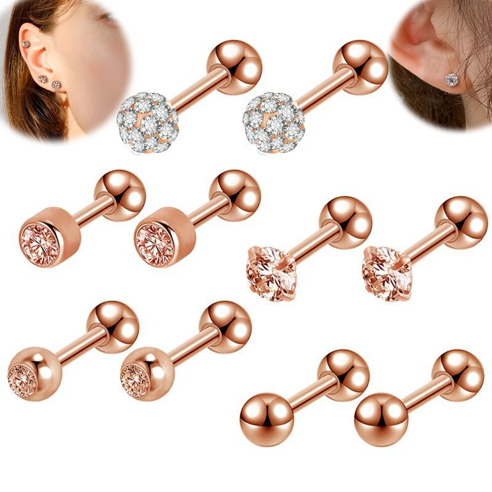 

Titanium Steel Women's Stud Earrings Super Flash Trend Screw Twist Buckle Small Zircon Stud Earrings Simple Style Jewelry Gift