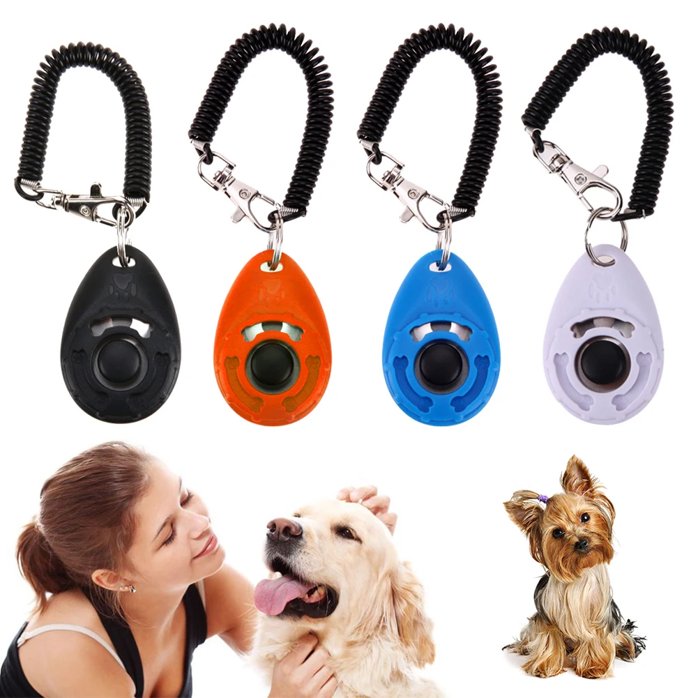 

1 Piece Pet Cat Dog Training Clicker Plastic New Dogs Click Trainer Aid Too Adjustable Wrist Strap Sound Key Chain dog whistle