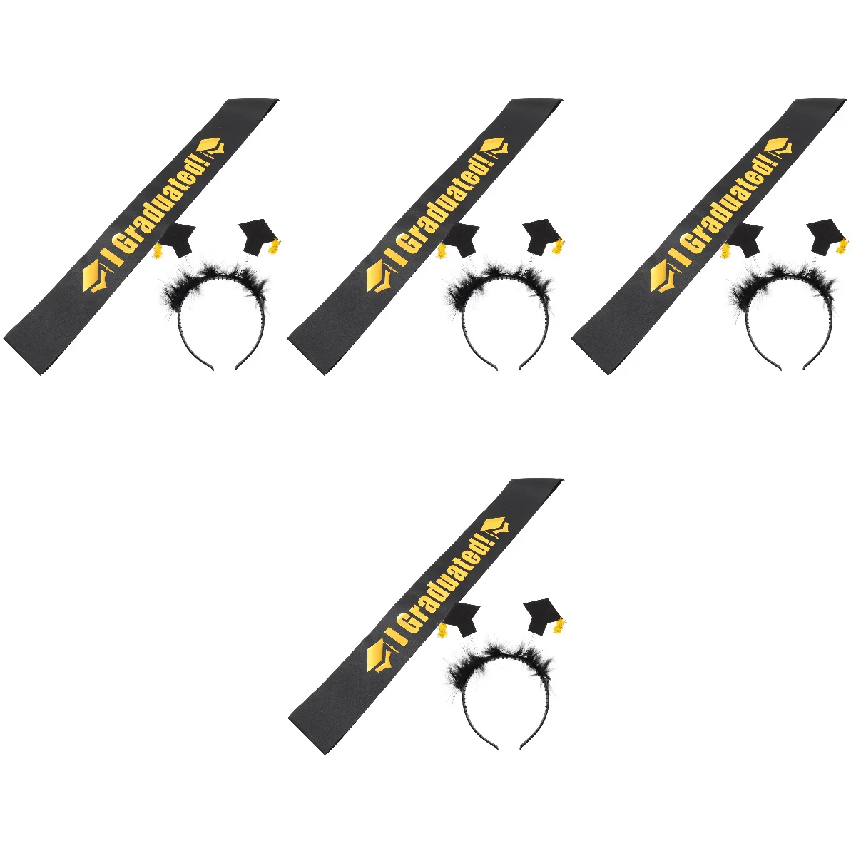 

4 Sets Graduation Sash Mini Graduation Cap Headband Graduation Hat Hairband for Decor