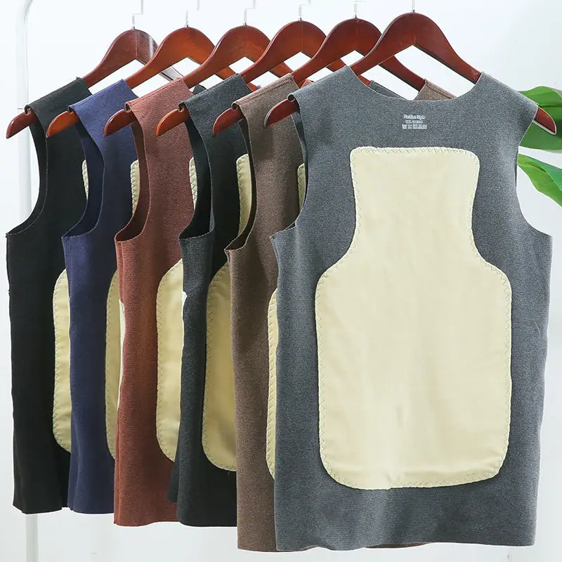 

Men's Underwear Top Thermal Vest Slim Base Shirt Sleeveless Solid Warm Double Sided Plush Male Tanks Top Winter 2022 M76