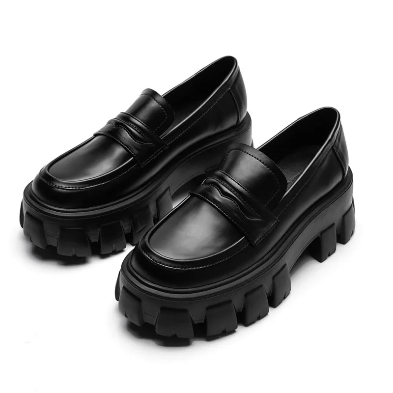 Brand Design Platform Shoes Women 2023 Spring Autumn British Style Punk Shoes Fashion Slip-on Casual Loafers Woman