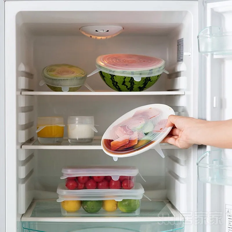 

Six-Piece Set Fresh-Keeping Cover Silicone Stretch 6-Piece Set Bowl Cover Refrigerator Microwave Sealed Fresh-Keeping Films