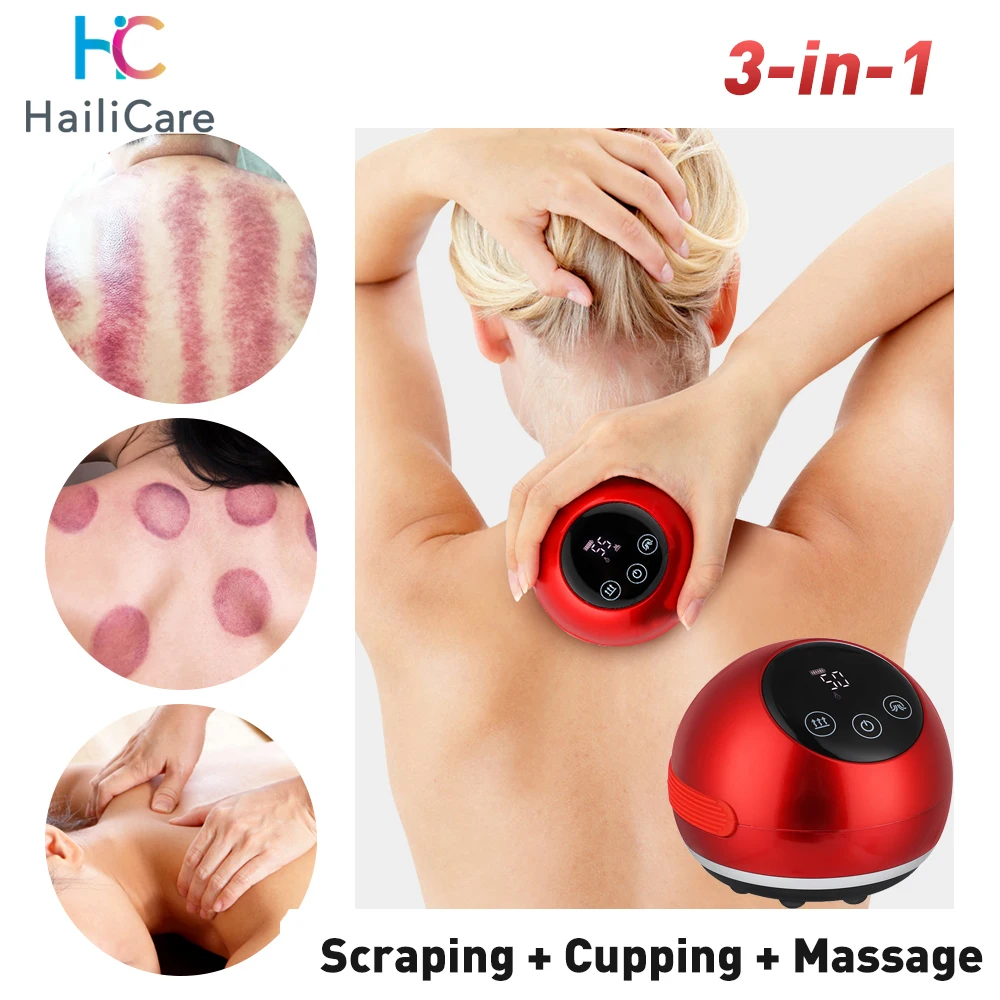 

Electric Cupping Vacuum Suction Pressotherapy Massage Body Cups Scraping Anti-Cellulite Guasha Heating Pain Relief