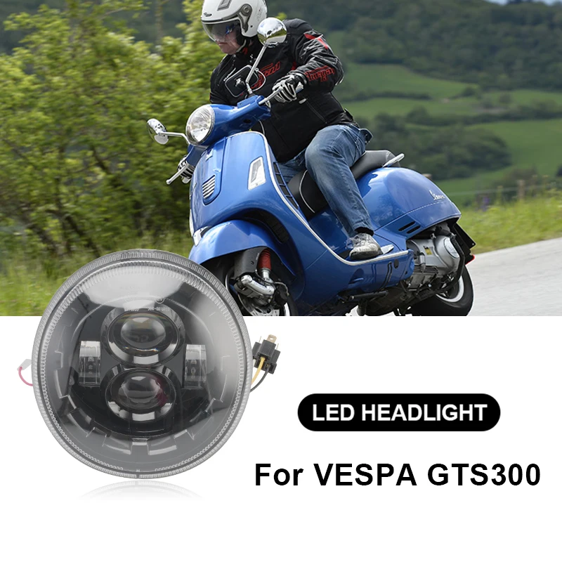 Черная светодиодная фара для мотоцикла Vespa GTS 300 до 2018 года с сертификацией CE