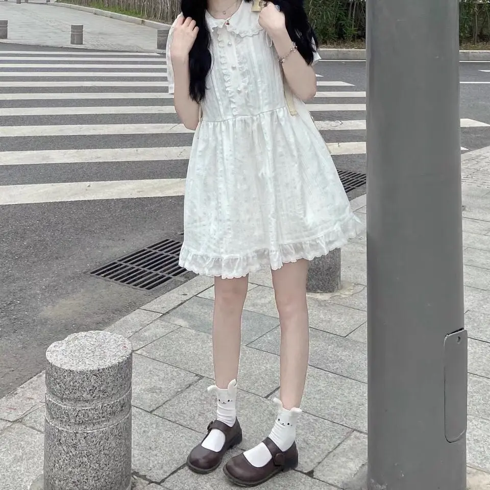 Элегантные платья принцессы с оборками летнее милое белое платье Питер Пэн на