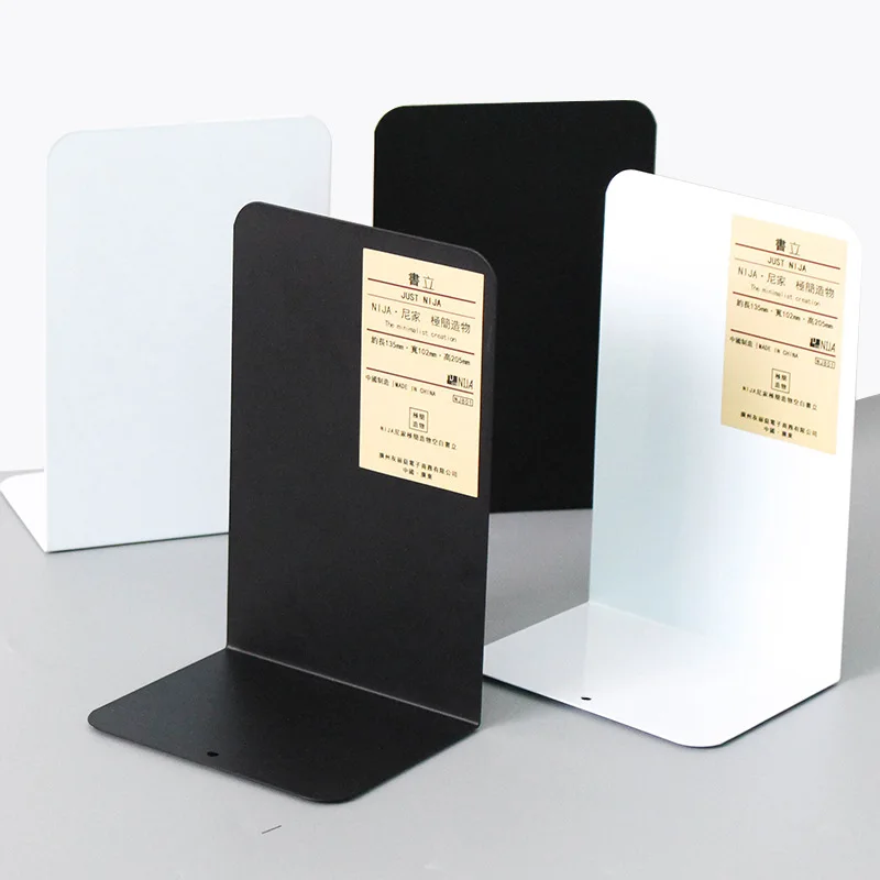 

Pair Organizer Office L-shaped Accessories Ends Holder Book Office Book 1 Decorative Stationery Metal Desktop Desk Bookends