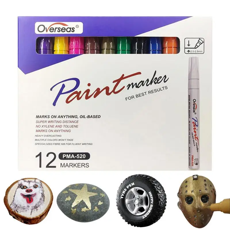 

Paint Marker Set For Tire 6pcs/12pc Waterproof Paint Pen Diy Craft Art Supplies Waterproof Oil Based Ink For Car Vehicle