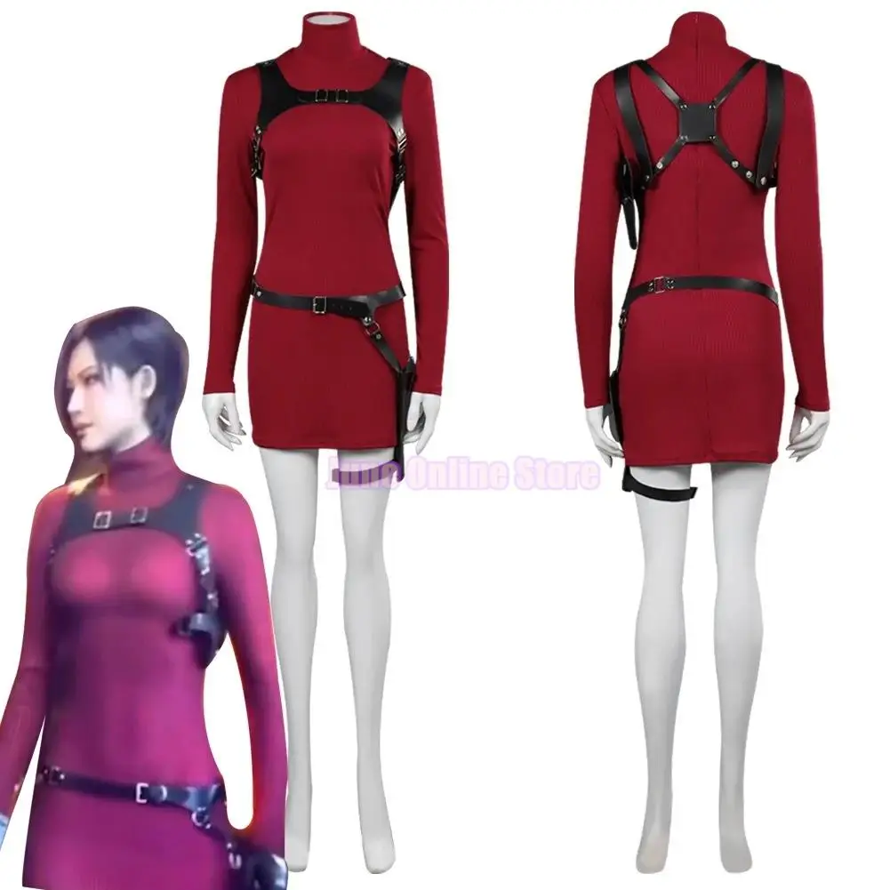 

Female Resident 4 Ada Wong Cosplay Costume Evil Cheongsam Dress Bag Halloween Carnival Disguise Suit For Adult Women Girls