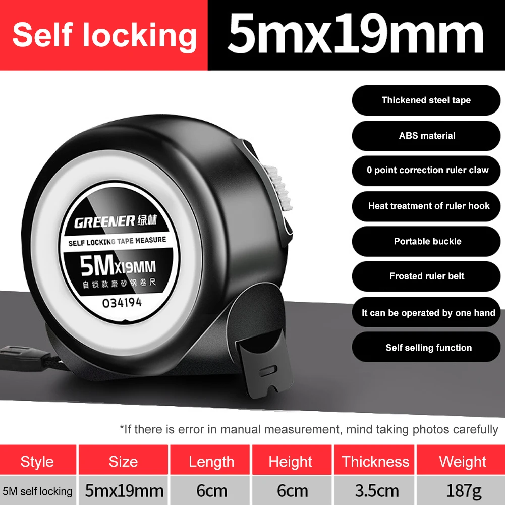 

Portable Tape Measure 3m 5m Household Steel Measuring Tape Automatic Locking Ring Ruler Stainless Steels Thickened Retractable